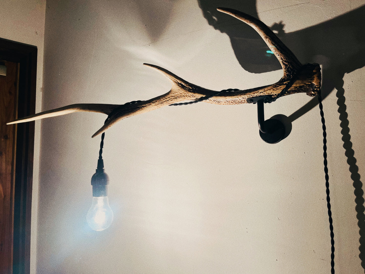 天然エゾ鹿角のウォールラック